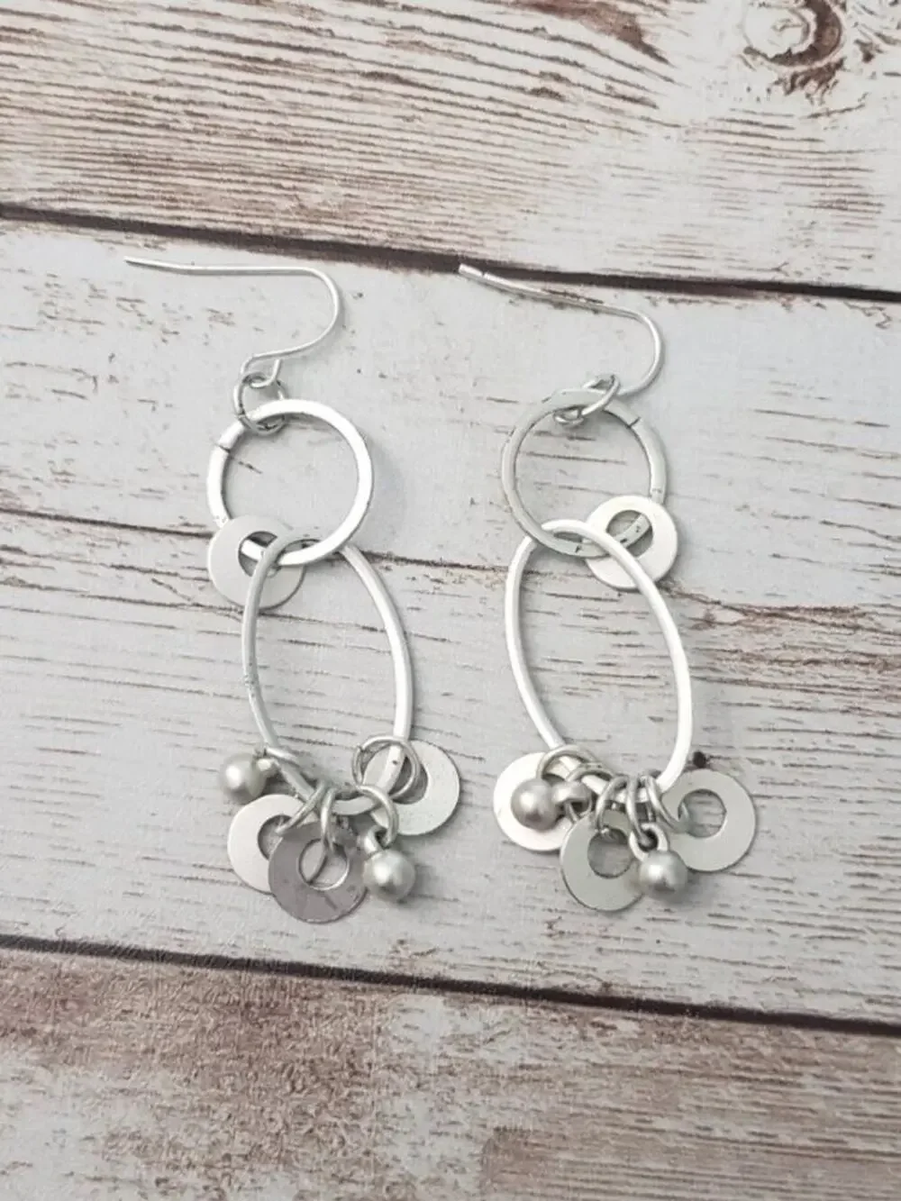 Dangle Earrings For Pierced Ears - Silver Tone Dangle (Some Tarnish)